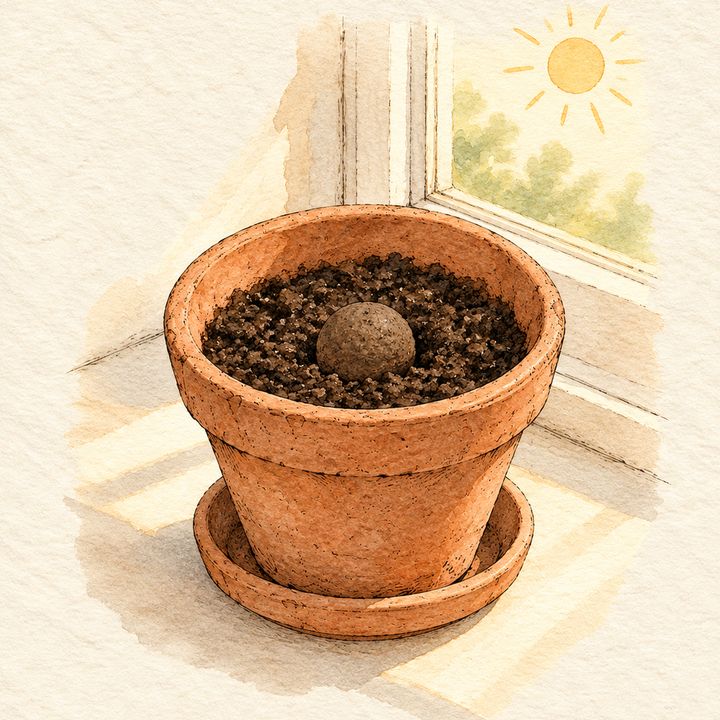 Ilustração: vaso na janela, em pleno sol